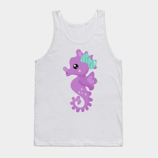 Cute Seahorse, Purple Seahorse, Ribbon, Stars Tank Top